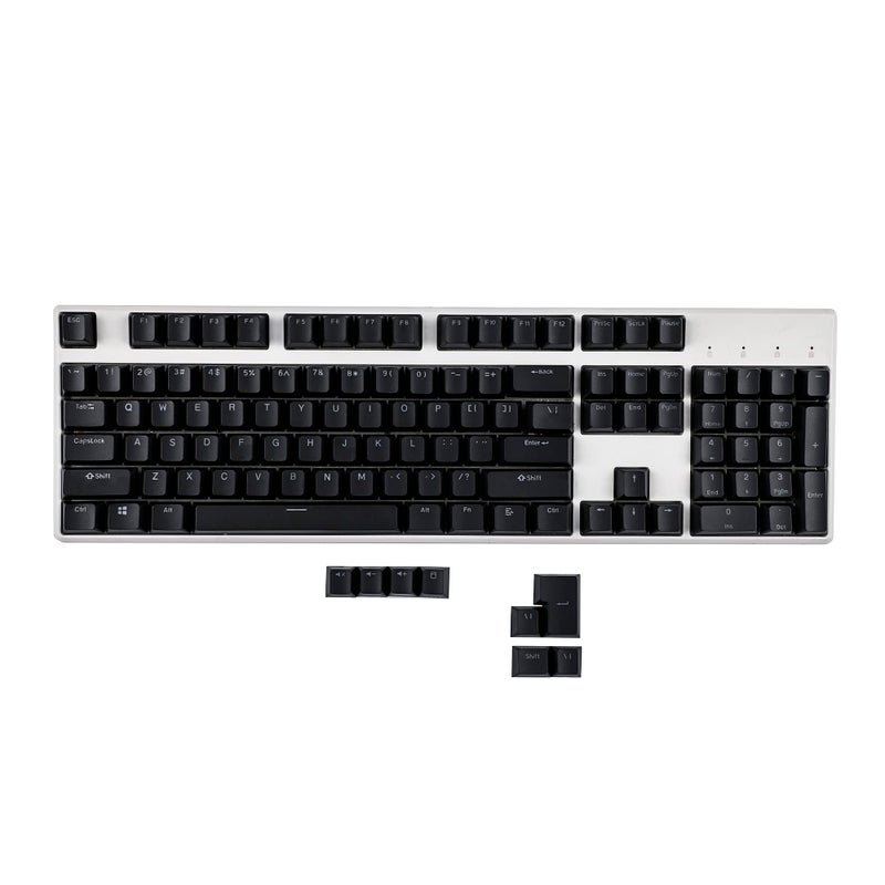YMDK Black White Cherry Profile PBT Double Shot 104/108 ANSI ISO Top Print Shine Through Translucent Backlit Keycap Set for MX Mechanical Keyboard (Only Keycap, Black) - Image 2